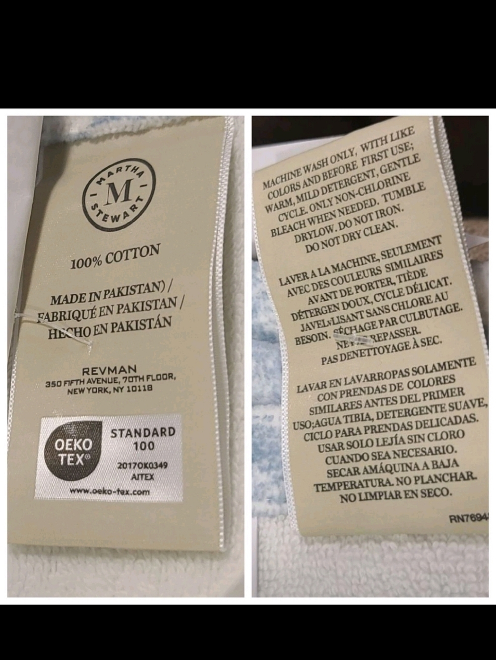 6pc Martha Stewart Blue Toile Velour Bath Hand Tip Towel Set 100% Cotton NEW - Picture 15 of 16